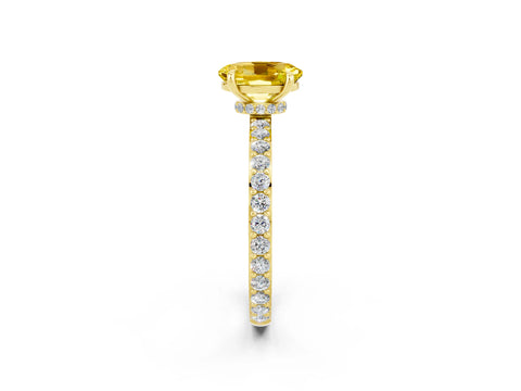 Yellow gold Oval Cut Yellow Sapphire Ring with Pavé Band and Four-Prong Setting_26