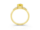 Yellow gold Oval Cut Yellow Sapphire Ring with Side Stones and Four-Prong Setting_99