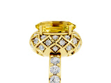 Yellow gold Oval Cut Yellow Sapphire Scalloped Halo Engagement Ring with Round Shared Prong Band_17