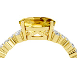 Yellow gold Oval Cut Yellow Sapphire Scattered Round Accent Ring with Prong Setting_16