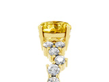 Yellow gold Oval Cut Yellow Sapphire Scattered Round Accent Ring with Prong Setting_17