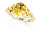 Yellow gold Oval Cut Yellow Sapphire Solitaire Celtic Knot Ring with Four-Prong Setting_25