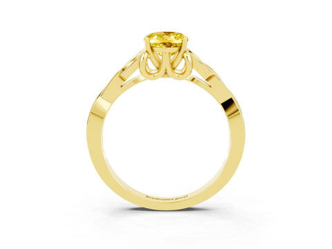 Yellow gold Oval Cut Yellow Sapphire Solitaire Celtic Knot Ring with Four-Prong Setting_27