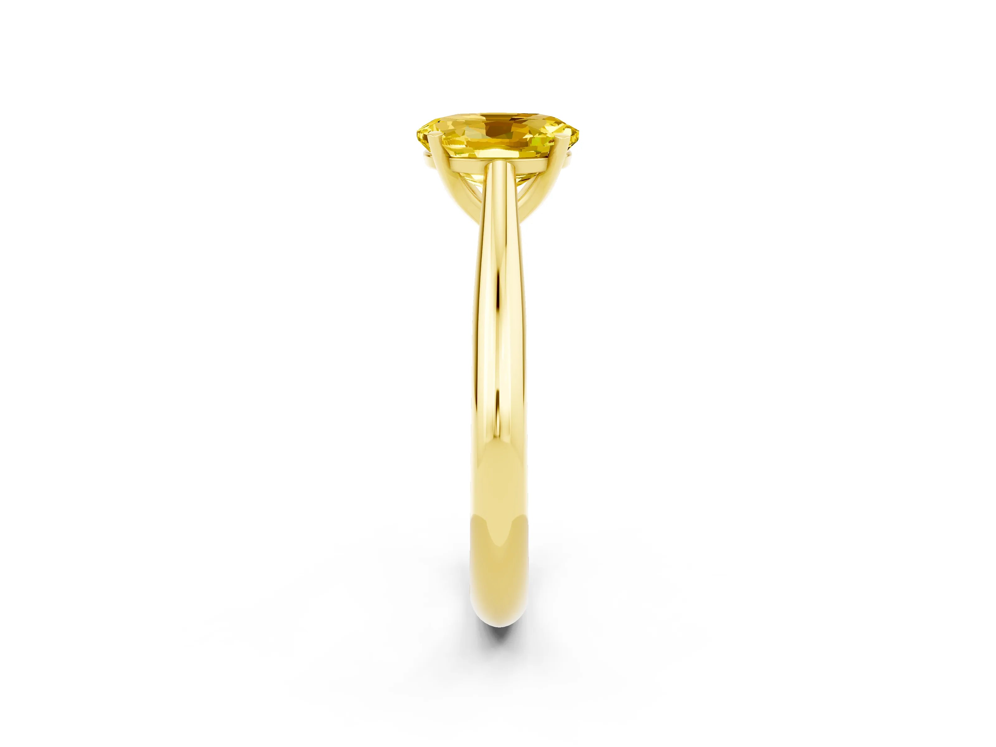 Yellow gold Oval Cut Yellow Sapphire Solitaire Engagement Ring with Cathedral Setting and Four-Prong Mount_14