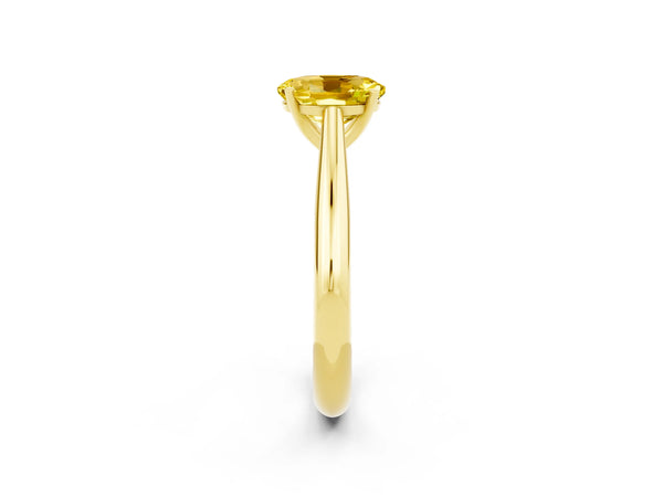 Yellow gold Oval Cut Yellow Sapphire Solitaire Engagement Ring with Cathedral Setting and Four-Prong Mount