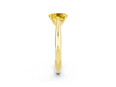 Yellow gold Oval Cut Yellow Sapphire Solitaire Engagement Ring with Cathedral Setting and Four-Prong Mount_14