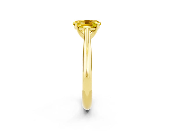 Yellow gold Oval Cut Yellow Sapphire Solitaire Engagement Ring with Cathedral Setting and Four-Prong Mount