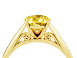 Yellow gold Oval Cut Yellow Sapphire Solitaire Engagement Ring with Cathedral Setting and Four-Prong Mount_70