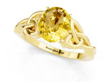 Yellow gold Oval Cut Yellow Sapphire Solitaire Engagement Ring with Celtic Knot Band and Four-Prong Setting_25