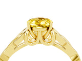 Yellow gold Oval Cut Yellow Sapphire Solitaire Engagement Ring with Celtic Knot Band and Four-Prong Setting_28