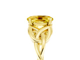 Yellow gold Oval Cut Yellow Sapphire Solitaire Engagement Ring with Celtic Knot Band and Four-Prong Setting_29