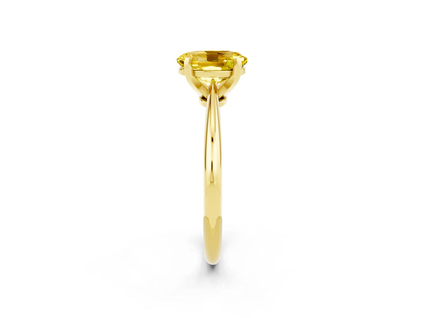 Yellow gold Oval Cut Yellow Sapphire Solitaire Engagement Ring with Classic Band and Four-Prong Setting
