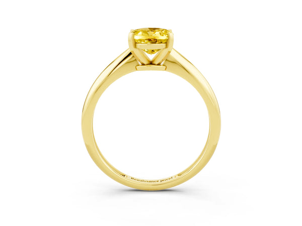Yellow gold Oval Cut Yellow Sapphire Solitaire Engagement Ring with Classic Band and Four-Prong Setting