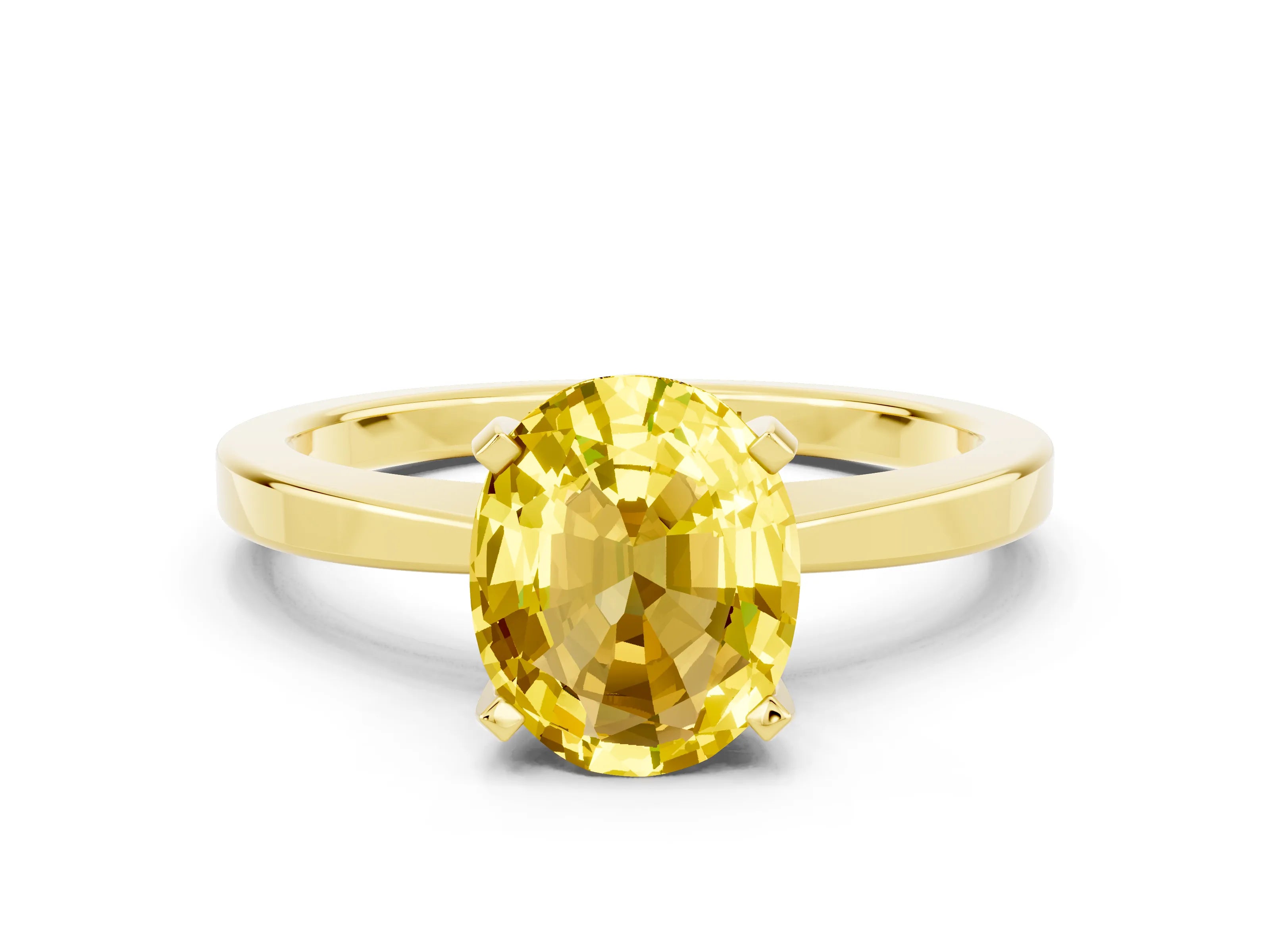Yellow gold Oval Cut Yellow Sapphire Solitaire Engagement Ring with Classic Band and Four-Prong Setting_60