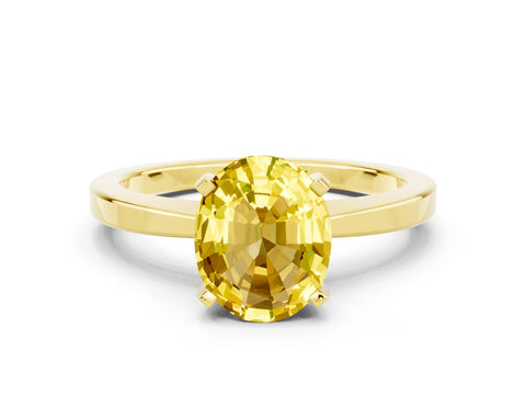 Yellow gold Oval Cut Yellow Sapphire Solitaire Engagement Ring with Classic Band and Four-Prong Setting_60