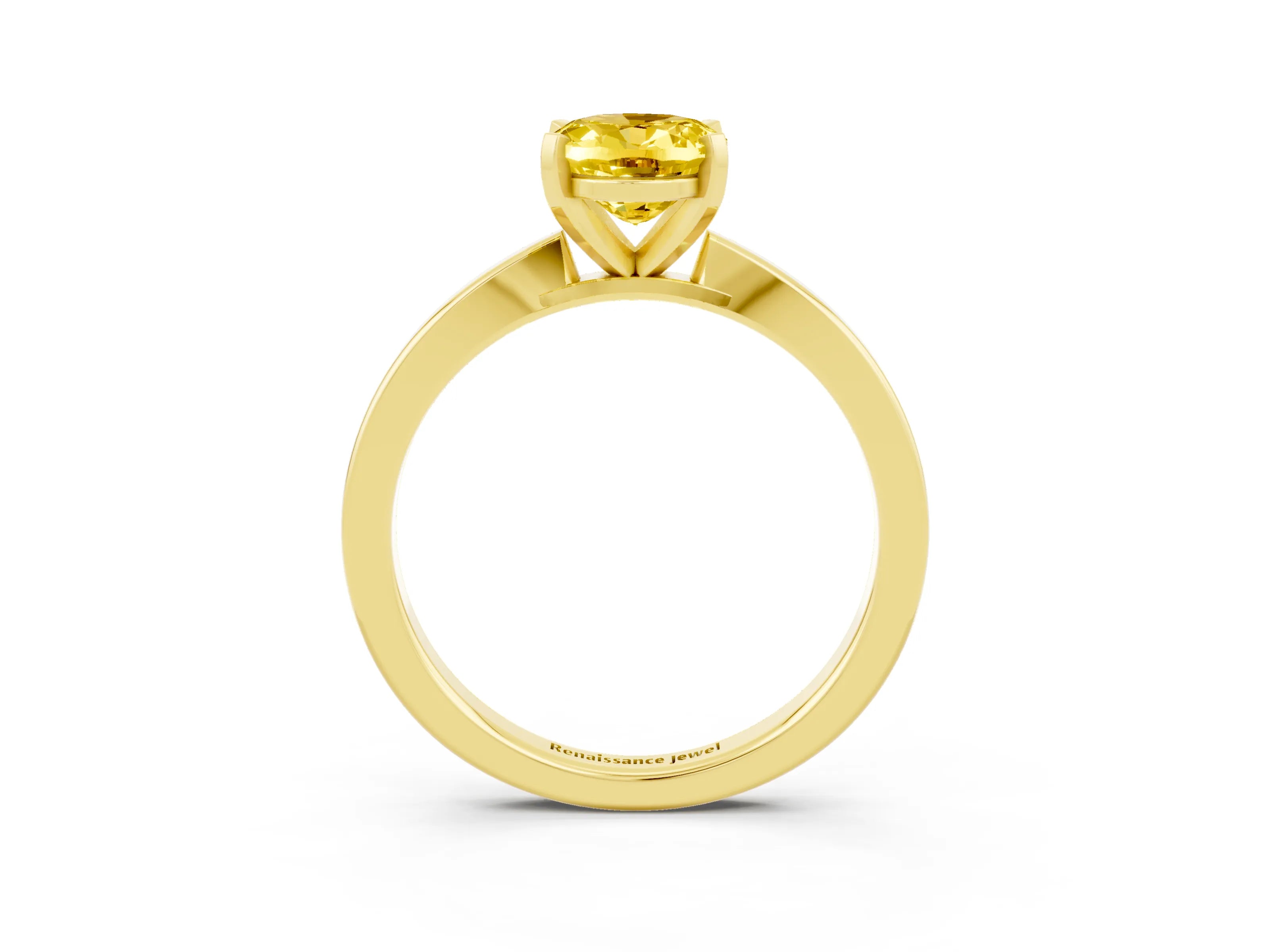 Yellow gold Oval Cut Yellow Sapphire Solitaire Engagement Ring with Classic Band and Four-Prong Setting_63