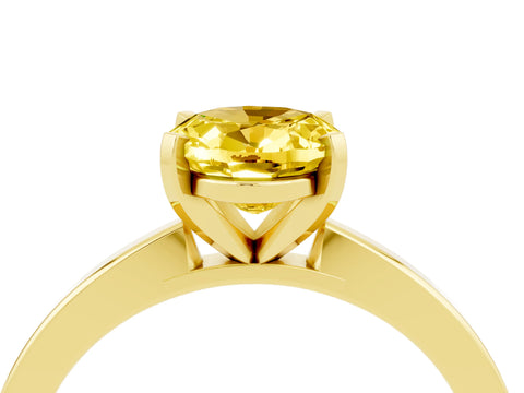 Yellow gold Oval Cut Yellow Sapphire Solitaire Engagement Ring with Classic Band and Four-Prong Setting_64