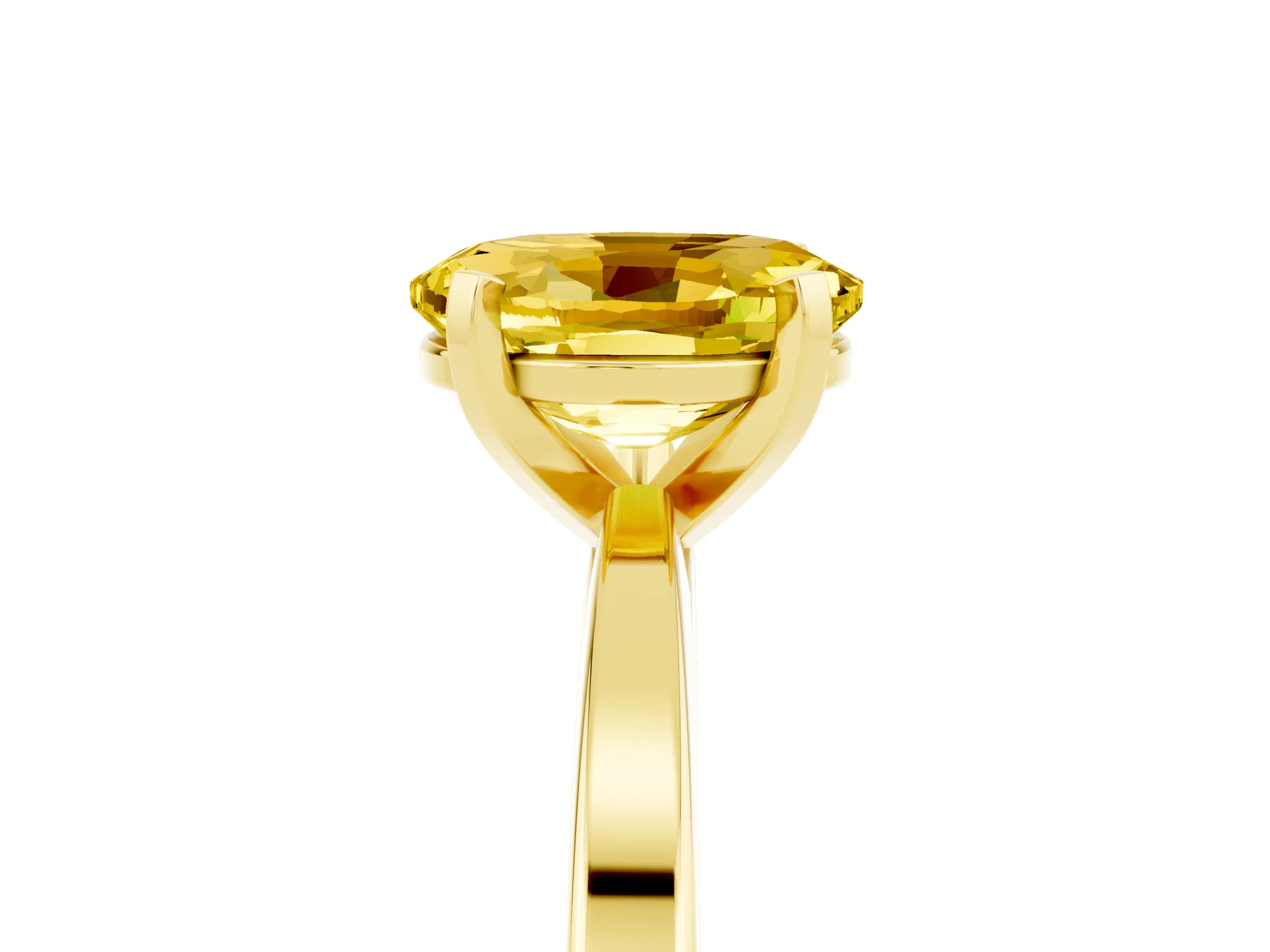 Yellow gold Oval Cut Yellow Sapphire Solitaire Engagement Ring with Classic Band and Four-Prong Setting_65