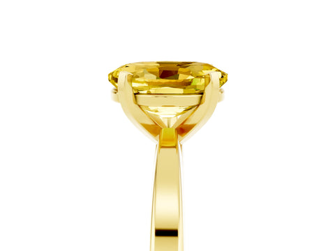 Yellow gold Oval Cut Yellow Sapphire Solitaire Engagement Ring with Classic Band and Four-Prong Setting_65