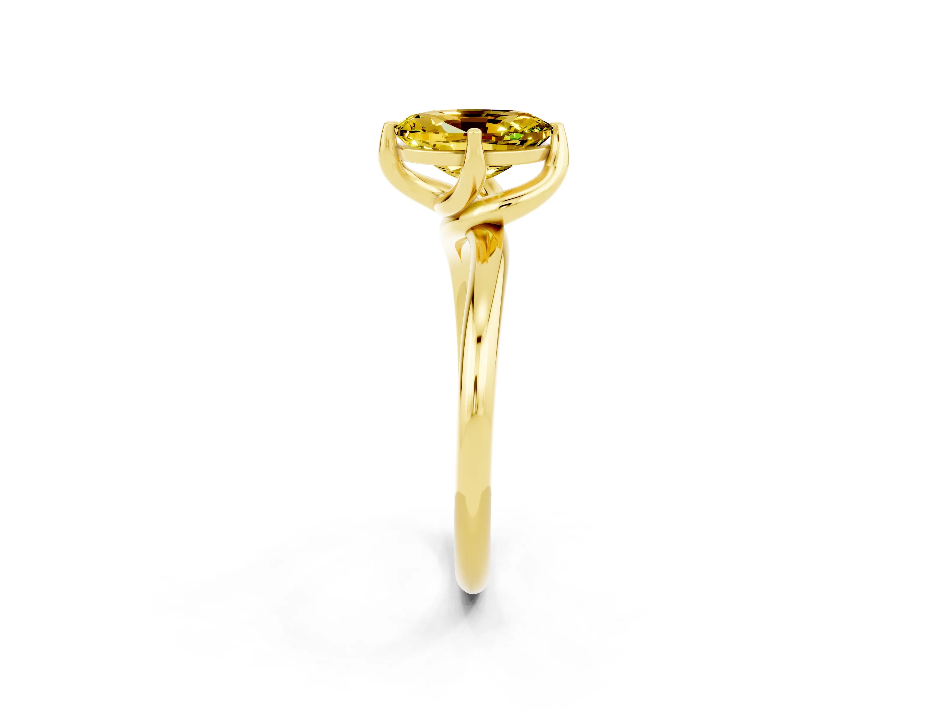 Yellow gold Oval Cut Yellow Sapphire Solitaire Engagement Ring with Four-Prong Setting and Classic Band_14
