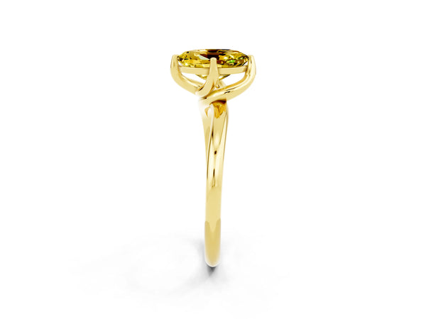 Yellow gold Oval Cut Yellow Sapphire Solitaire Engagement Ring with Four-Prong Setting and Classic Band