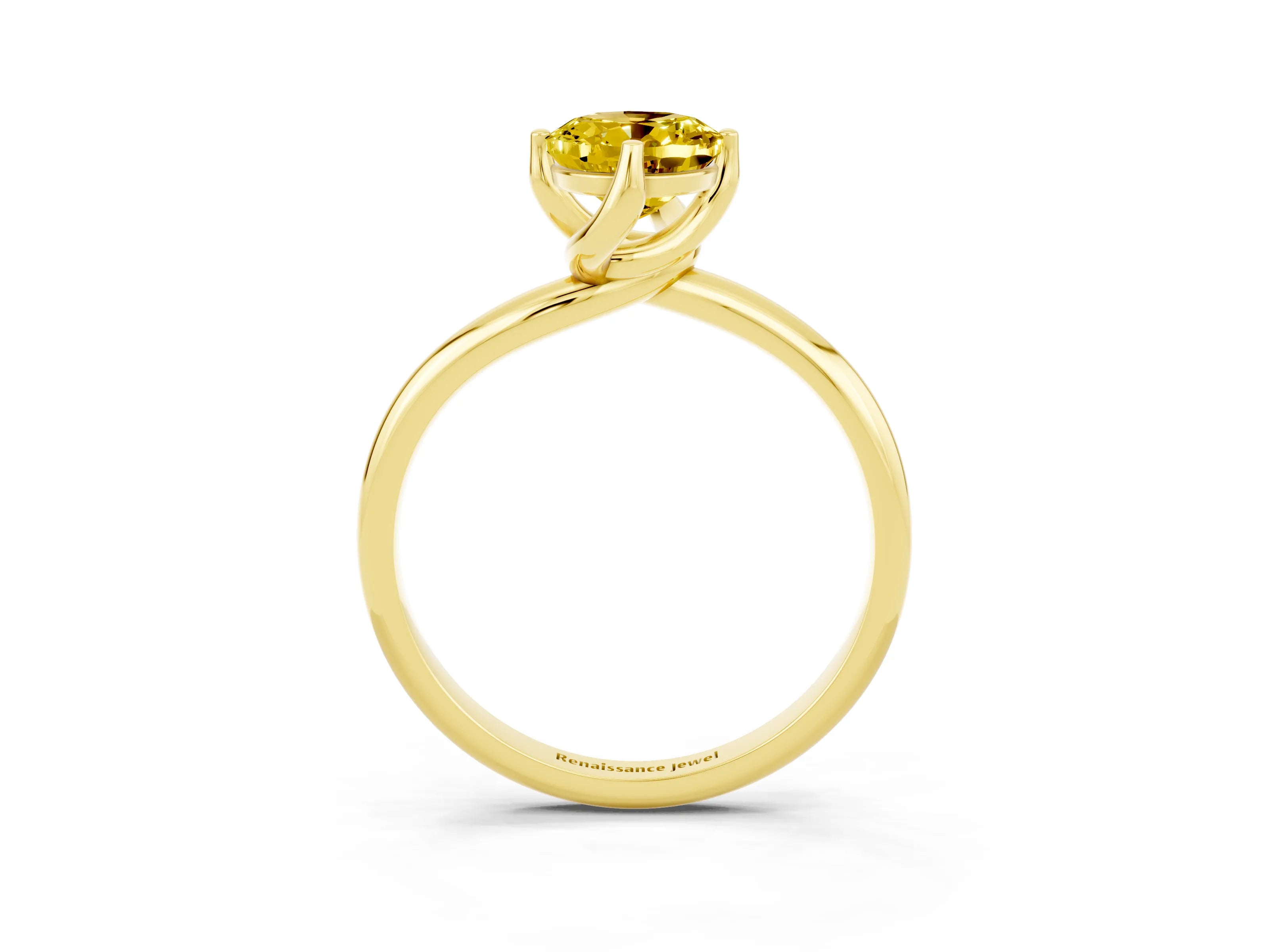 Yellow gold Oval Cut Yellow Sapphire Solitaire Engagement Ring with Four-Prong Setting and Classic Band_15