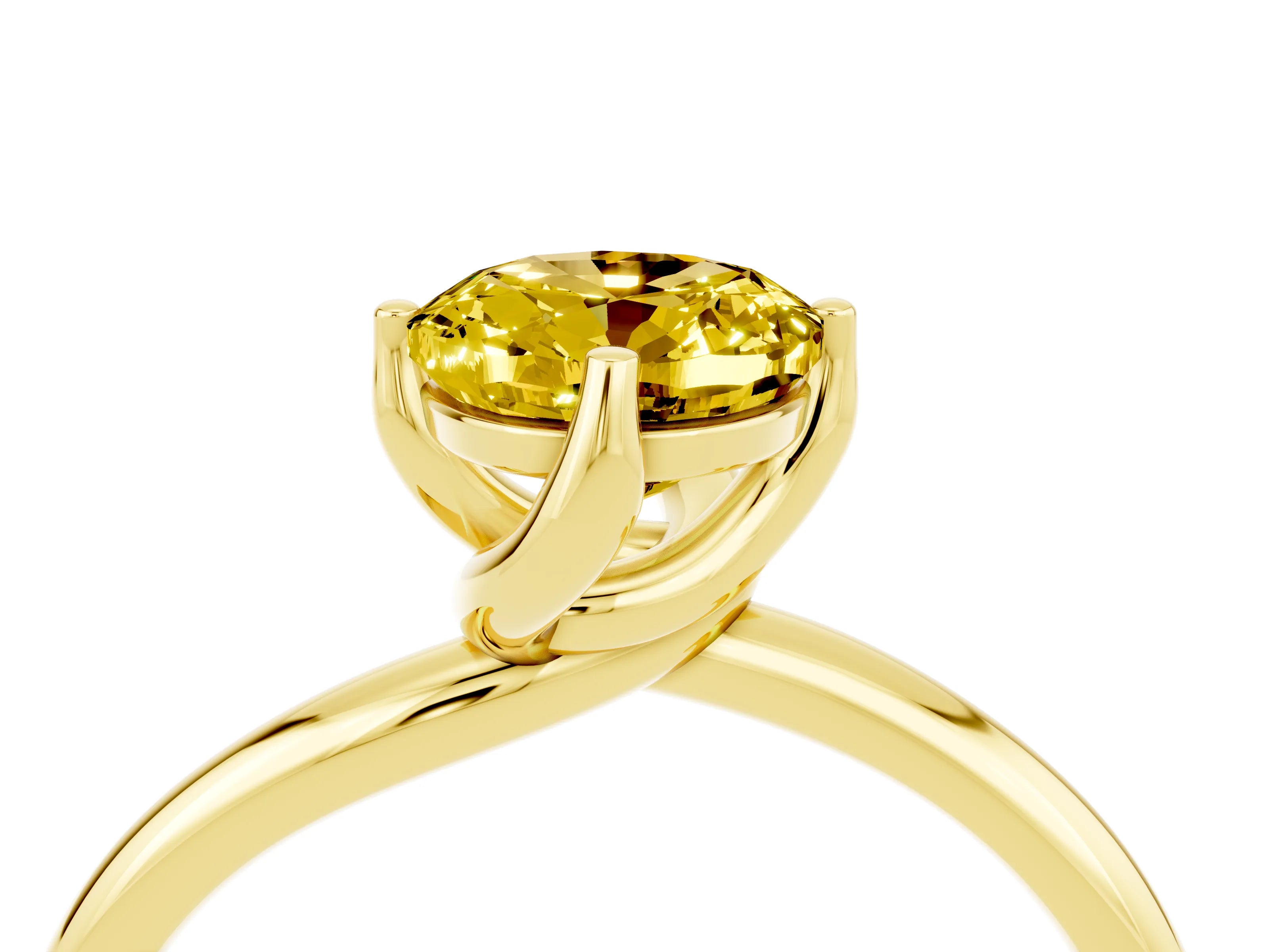 Yellow gold Oval Cut Yellow Sapphire Solitaire Engagement Ring with Four-Prong Setting and Classic Band_16