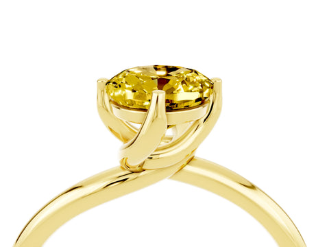 Yellow gold Oval Cut Yellow Sapphire Solitaire Engagement Ring with Four-Prong Setting and Classic Band_16