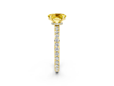 Yellow gold Oval Cut Yellow Sapphire Solitaire Engagement Ring with Pavé Band and Four-Prong Setting_38