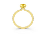 Yellow gold Oval Cut Yellow Sapphire Solitaire Engagement Ring with Pavé Band and Four-Prong Setting_39