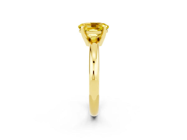Yellow gold Oval Cut Yellow Sapphire Solitaire Engagement Ring with Round Band and Four-Prong Setting