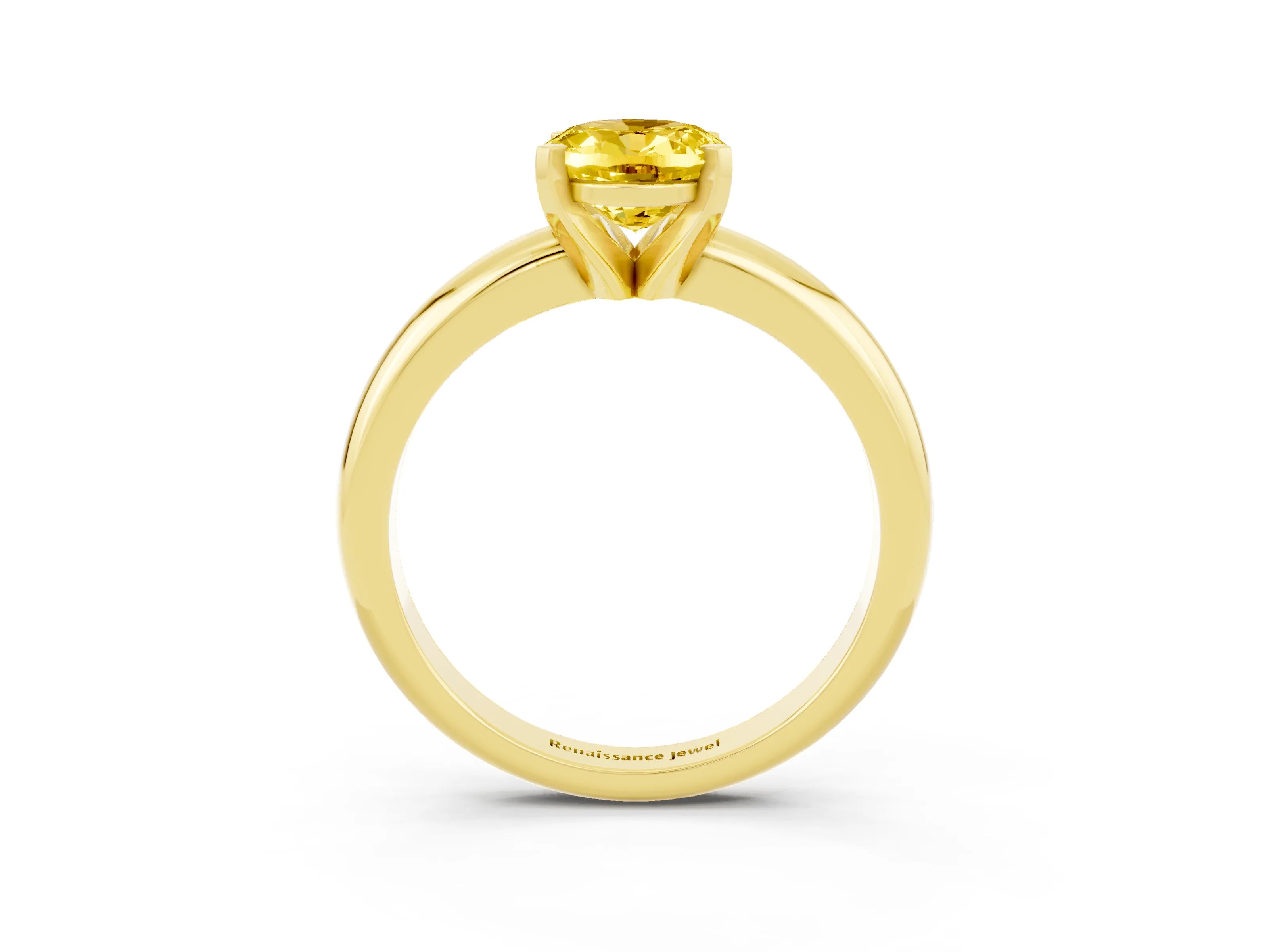 Yellow gold Oval Cut Yellow Sapphire Solitaire Engagement Ring with Round Band and Four-Prong Setting_27