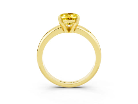 Yellow gold Oval Cut Yellow Sapphire Solitaire Engagement Ring with Round Band and Four-Prong Setting_27