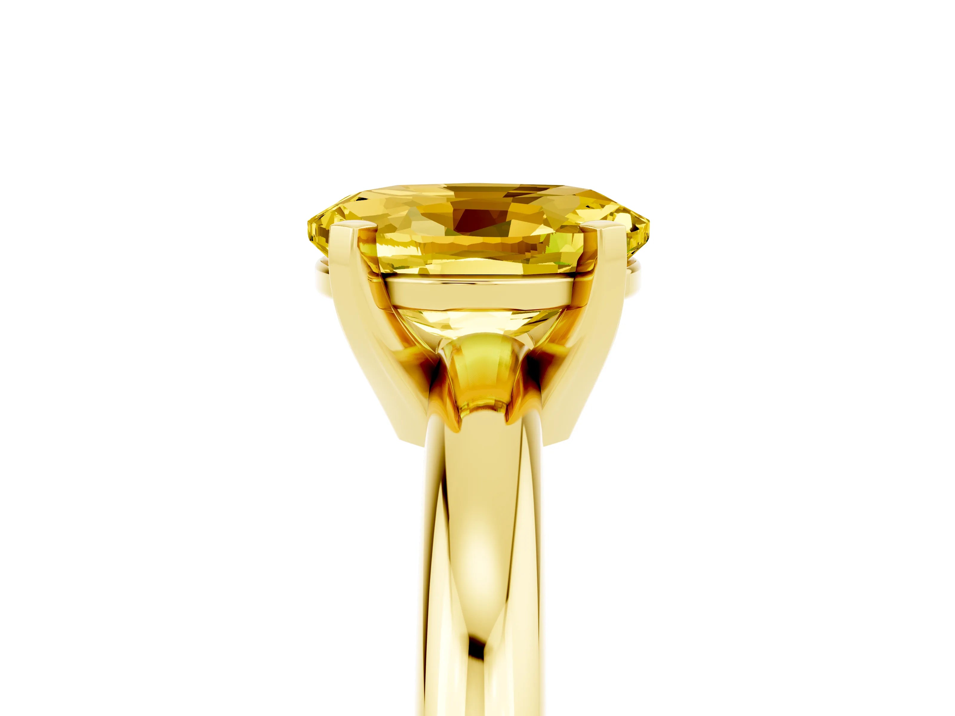 Yellow gold Oval Cut Yellow Sapphire Solitaire Engagement Ring with Round Band and Four-Prong Setting_29