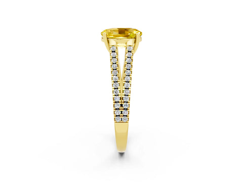 Yellow gold Oval Cut Yellow Sapphire Solitaire Engagement Ring with Split Shank Pavé Band_14