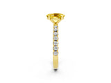 Yellow gold Oval Cut Yellow Sapphire Solitaire Pavé Band with Four-Prong Setting_26