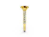 Yellow gold Oval Cut Yellow Sapphire Solitaire Pavé Engagement Ring with Round Band and Prong Setting_14
