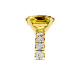 Yellow gold Oval Cut Yellow Sapphire Solitaire Pavé Engagement Ring with Round Band and Prong Setting_17