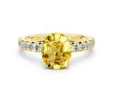 Yellow gold Oval Cut Yellow Sapphire Solitaire Pavé Engagement Ring with Round Band and Prong Setting_66