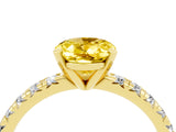 Yellow gold Oval Cut Yellow Sapphire Solitaire Pavé Engagement Ring with Round Band and Prong Setting_70
