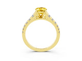 Yellow gold Oval Cut Yellow Sapphire Solitaire Ring with Cathedral Setting and Pavé Band_27