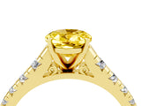 Yellow gold Oval Cut Yellow Sapphire Solitaire Ring with Cathedral Setting and Pavé Band_28