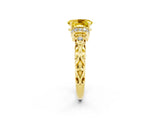 Yellow gold Oval Cut Yellow Sapphire Solitaire Ring with Filigree Band and Four-Prong Setting_50