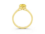 Yellow gold Oval Cut Yellow Sapphire Solitaire Ring with Flower Prong Setting and Classic Band_15