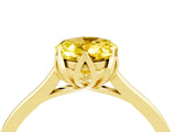 Yellow gold Oval Cut Yellow Sapphire Solitaire Ring with Flower Prong Setting and Classic Band_16