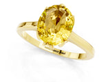 Yellow gold Oval Cut Yellow Sapphire Solitaire Ring with Flower Prong Setting and Classic Band_37