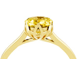 Yellow gold Oval Cut Yellow Sapphire Solitaire Ring with Flower Prong Setting and Classic Band_40