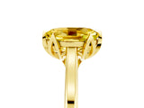 Yellow gold Oval Cut Yellow Sapphire Solitaire Ring with Flower Prong Setting and Classic Band_41