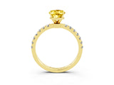 Yellow gold Oval Cut Yellow Sapphire Solitaire Ring with Pavé Accents and Four-Prong Setting_27