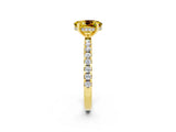 Yellow gold Oval Cut Yellow Sapphire Solitaire Ring with Pavé Band and Four-Prong Setting_62